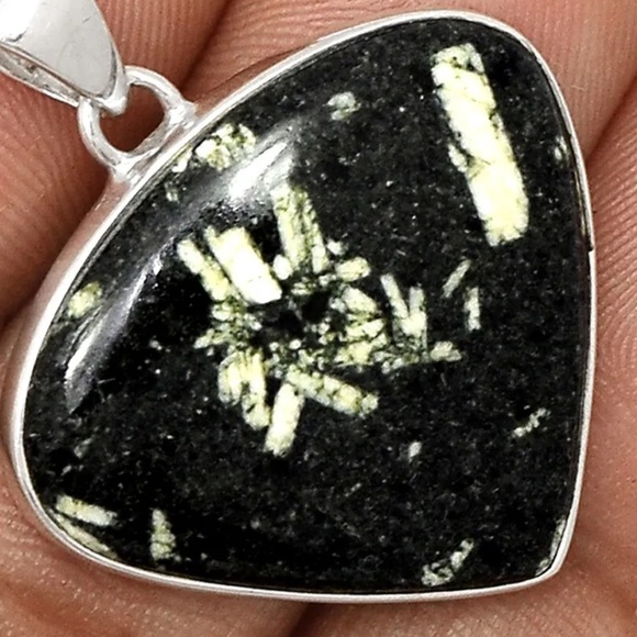 Natural Chinese writing stone sterling silver pendants - Picture 4 of 6